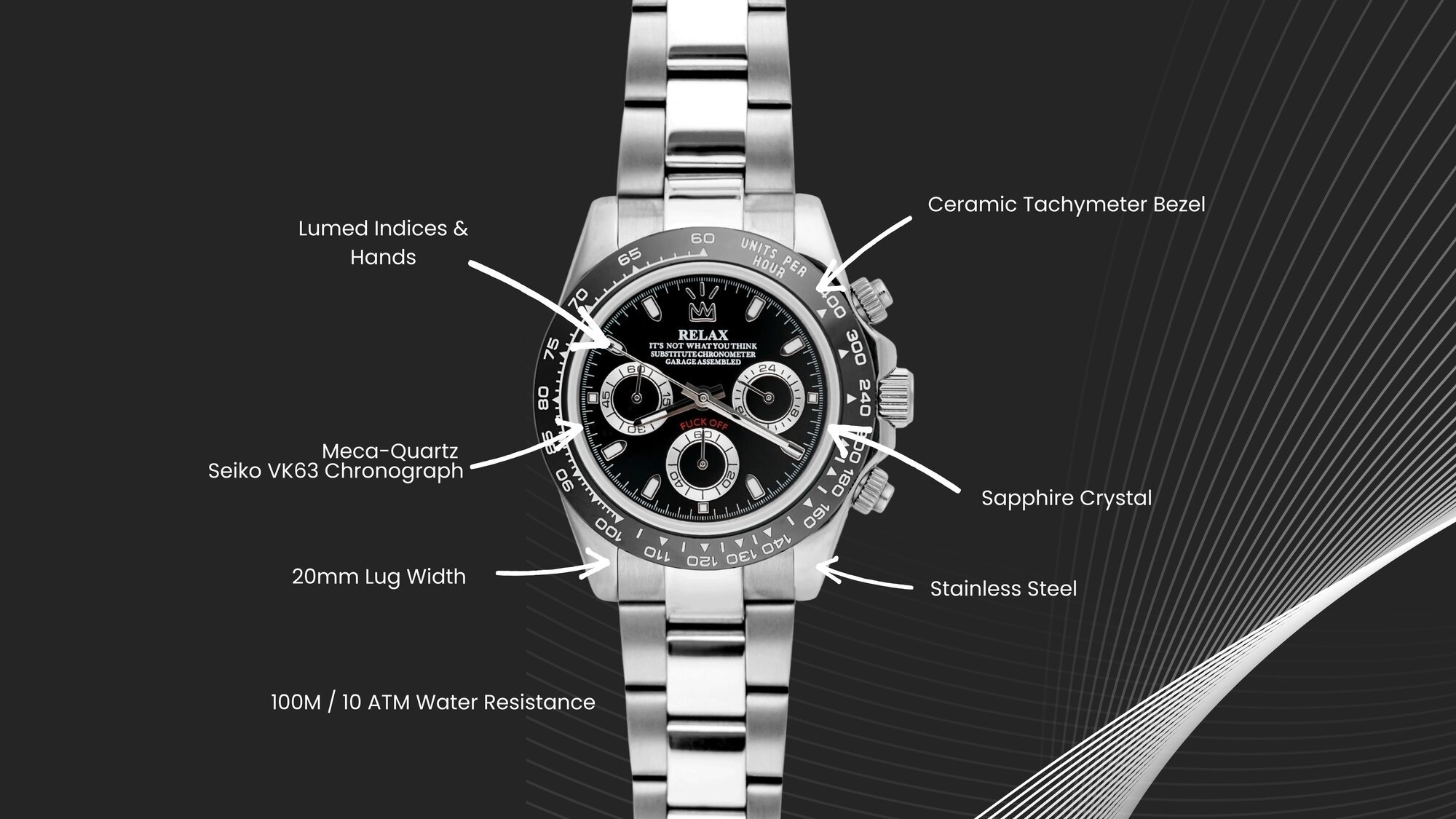 Relax Black Chronograph - Relax by Atelier Perpetuel