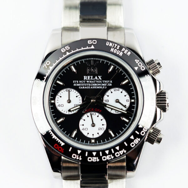 Relax Black & White Subdials Chronograph