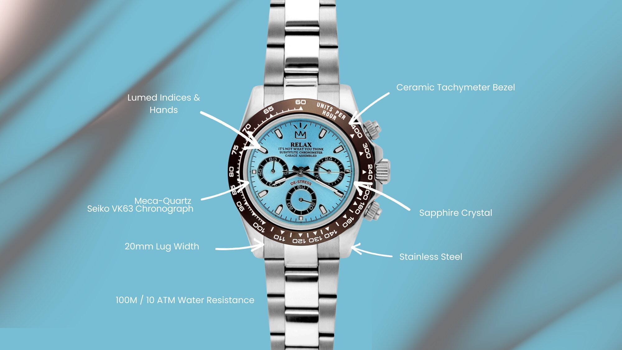 chronograph-sky blue de stress