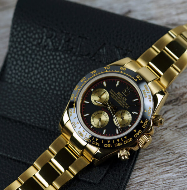 Relax Black & Gold Subdials Chronograph - Image 3