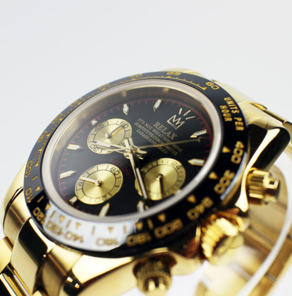 Relax Black & Gold Subdials Chronograph - Image 2