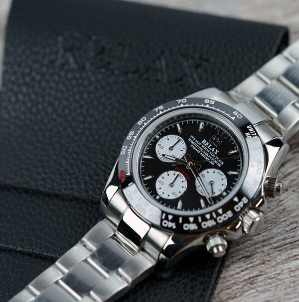 Relax Black & White Subdials Chronograph - Image 3