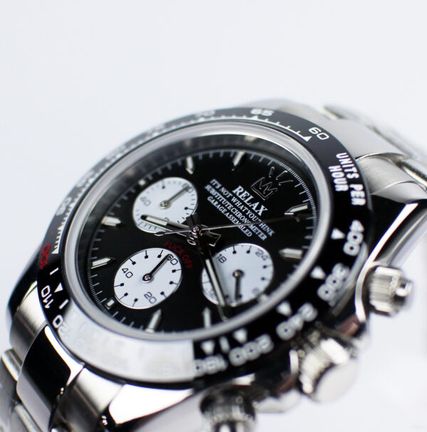 Relax Black & White Subdials Chronograph - Image 2