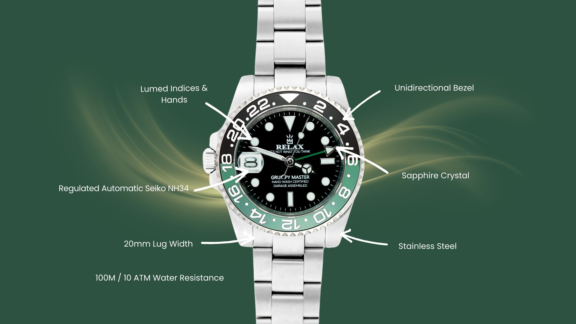 Relax Leftie Green & Black GMT - Relax by Atelier Perpetuel