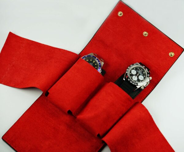 Relax Red & Black Premium Travel Double Watch Pouch - Image 2