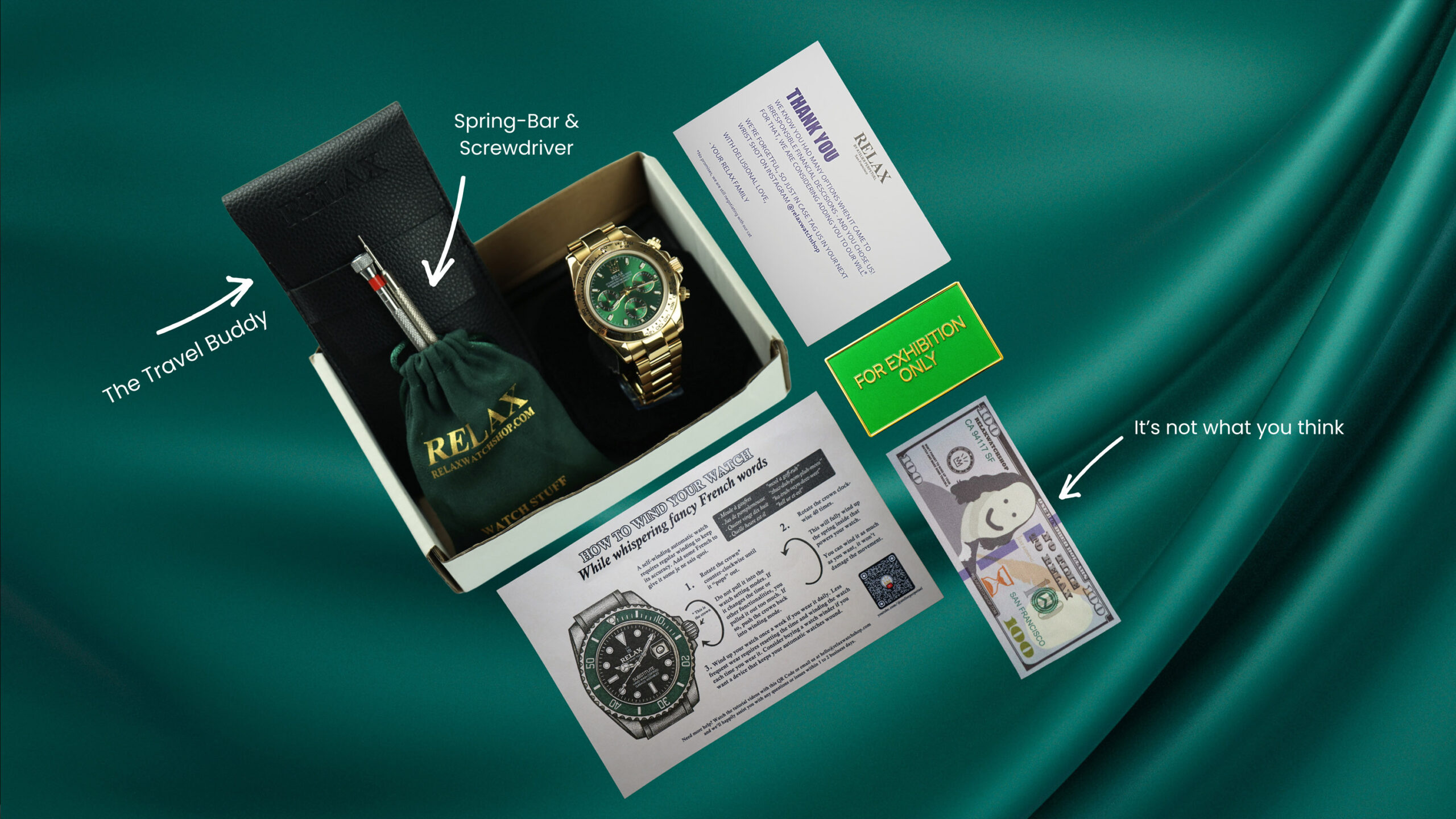 Relax Gold & Green Chronograph - Image 4